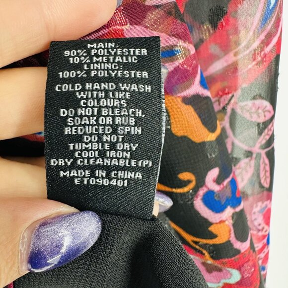 Stitch Fix Estelle Multicolor Short Sleeve Sheer Floral Asymmetric Blouse 14 - Picture 7 of 10